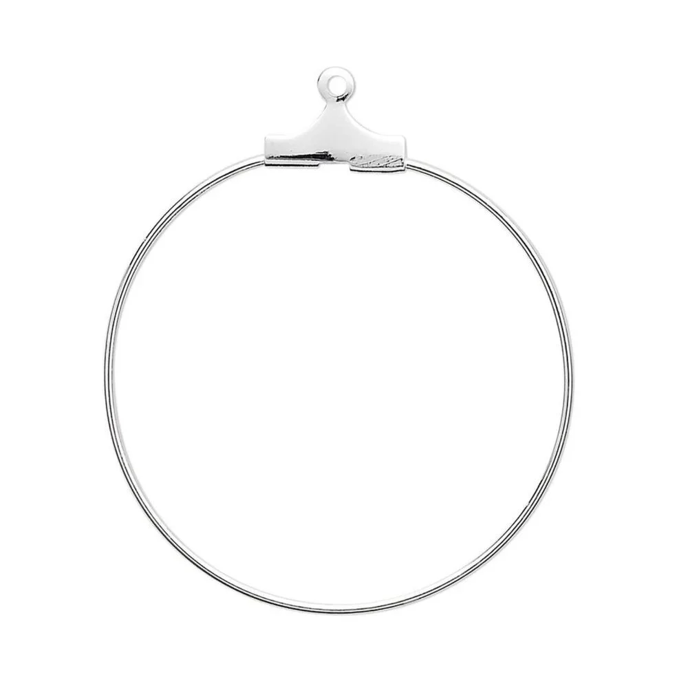 10 Silver Plated Metal Earring Beading Hoop 30mm Add a Bead Findings